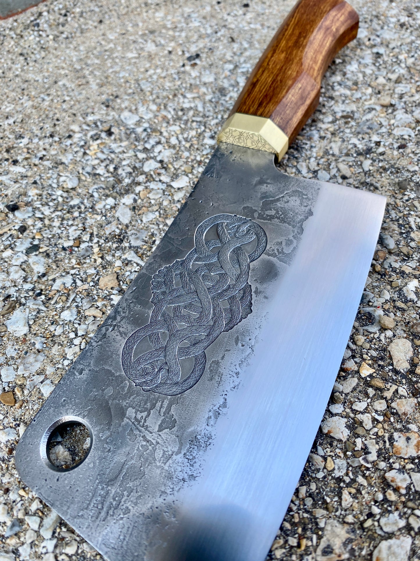 Stainless Knotwork Cleaver in Sonoran Ironwood