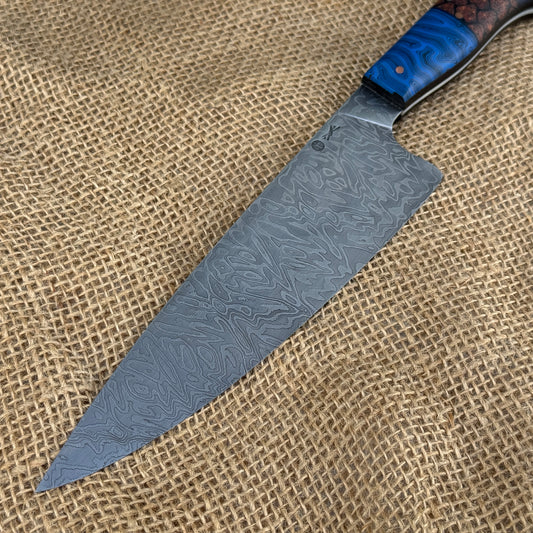 Powerhouse Chefs - Damascus with Blue and Copper