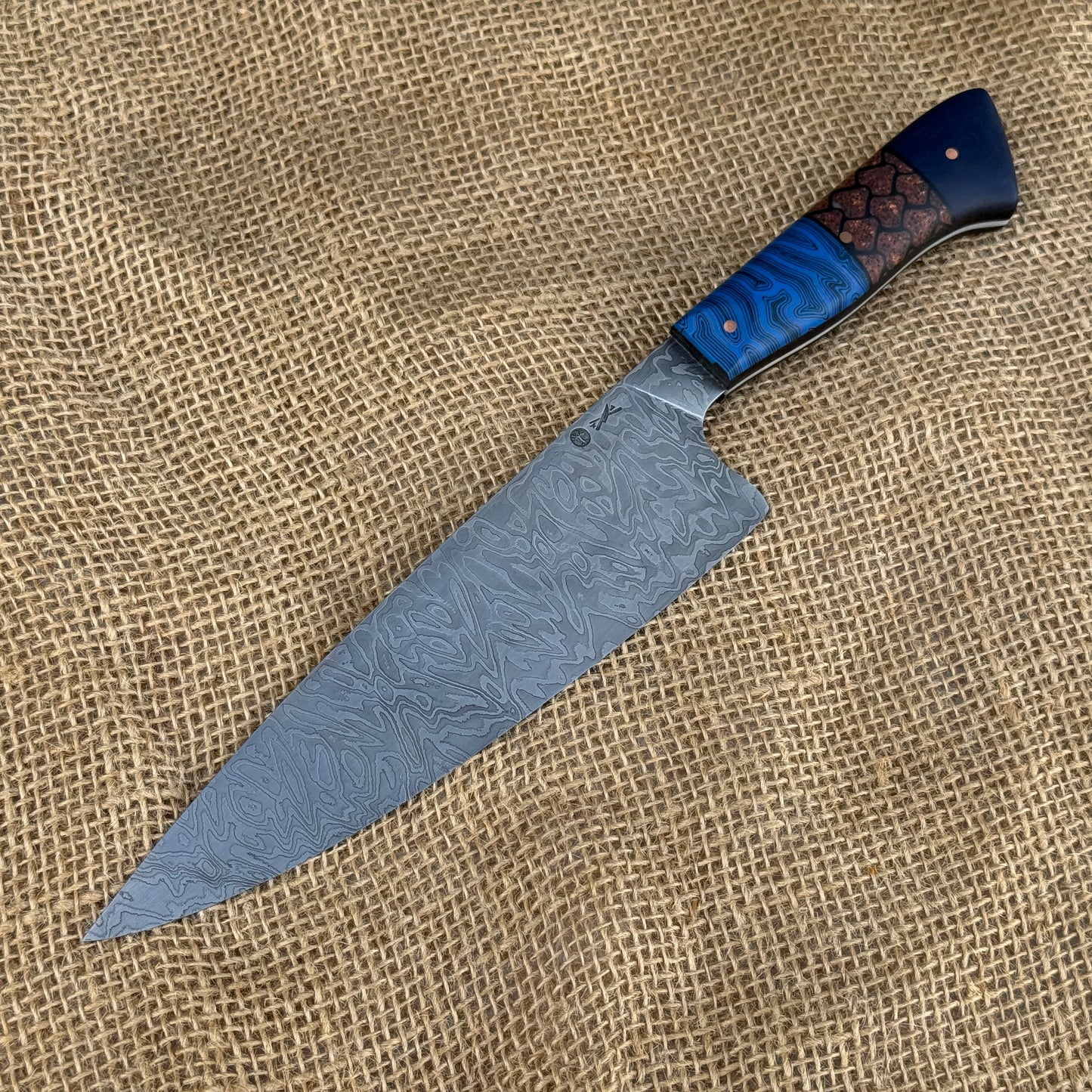 Powerhouse Chefs - Damascus with Blue and Copper