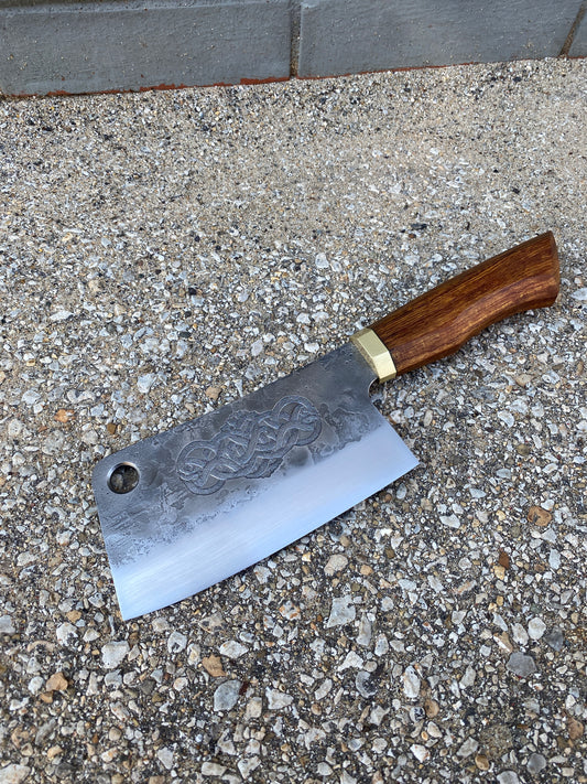Stainless Knotwork Cleaver in Sonoran Ironwood