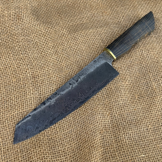Damascus Bunka - Blue Crosscut Oak