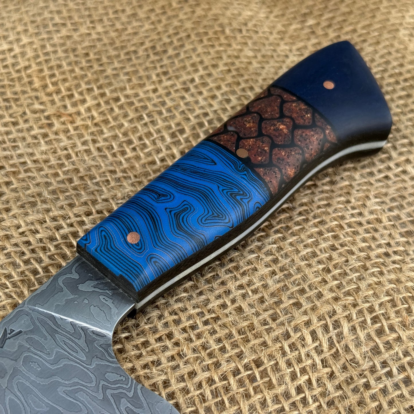 Powerhouse Chefs - Damascus with Blue and Copper