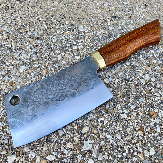 Stainless Knotwork Cleaver in Sonoran Ironwood
