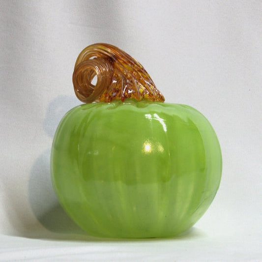 Green and Firestorm Glass Pumpkin - Medium
